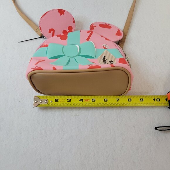 Disney Minnie Mouse Christmas Pink Crossbody Bag With Bow - Picture 8 of 8